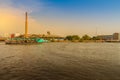 People are crossing Chao Phraya river from Wat Bang Nam Pheung N Royalty Free Stock Photo