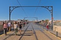 People crossing Dom Luis I bridge in Porto Royalty Free Stock Photo