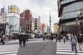 People crossing Kaminarimon street Tokyo