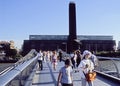 People crossing the Millennium Bridge River Thames London UK 2003 Royalty Free Stock Photo