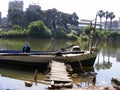 People crossing the other side of Nile river by ship in maadi cairo