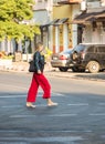 People crossing the road