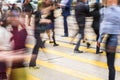 People crossing street on pedestrian crossing, abstract motion blur Royalty Free Stock Photo