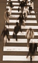 People crossing the street-sepia tones Royalty Free Stock Photo