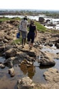 People crossing the Zambezi River above Victoria Falls Royalty Free Stock Photo