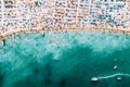 People Crowd On Beach, Aerial View