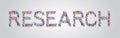 People crowd gathering in shape of research word different occupation employees mix race workers group standing together