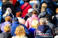 People crowd near the store entrance during the sale. Shoppers enter the mall on Black Friday, winter,autumn, spring sale