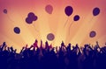 People Crowd Party Celebration Drinks Arms Raised Concept Royalty Free Stock Photo