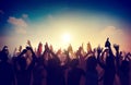 People Crowd Party Celebration Drinks Arms Raised Concept Royalty Free Stock Photo