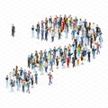 People crowd question mark vector template.