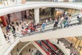 People Crowd Rush In Shopping Luxury Mall Interior Stairs