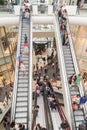 People Crowd Rush In Shopping Luxury Mall Interior Stairs