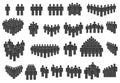 People crowd silhouette, business group or team icons. Social community, people group icons, crowd symbols vector Royalty Free Stock Photo
