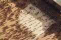 People crowd walking on around city square view from the top Royalty Free Stock Photo