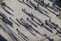 People crowd walking on around city square view from the top. Royalty Free Stock Photo