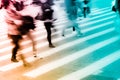 People crowd on zebra crossing street