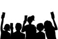 People crowded silhouette half bodyies and lighting mobile phone illustration blue back ground Royalty Free Stock Photo