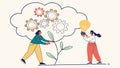 People Cultivating Ideas, Teamwork and Collaborative Innovation, vector design Generative AI Royalty Free Stock Photo