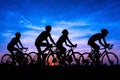 People cycling at hill mountain