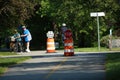 People cycling, Jogging and walking on the bikeway in the afternoon , Lexington, MA. USA. May 21, 2023