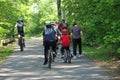 People cycling, Jogging and walking on the bikeway in the afternoon , Lexington, MA. USA. May 21, 2023