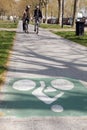 People cycling on a path