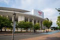 People cycling, walking around Yanmar Stadium Nagai, Osaka Japan, August 5, 2017. Royalty Free Stock Photo