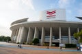 People cycling, walking around Yanmar Stadium Nagai, Osaka Japan, August 5, 2017. Royalty Free Stock Photo