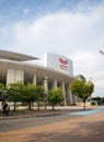 People cycling, walking around Yanmar Stadium Nagai, Osaka Japan Royalty Free Stock Photo