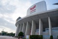 People cycling, walking around Yanmar Stadium Nagai, Osaka Japan Royalty Free Stock Photo