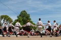 People dance and have fun in national authentic costumes. Parade of the City Day on May 22, 2021 Beltsy Moldova