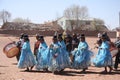 People dance during the holiday in a village of Bolivia Royalty Free Stock Photo