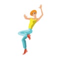 Dancing girl, in stylish clothes, moves under active rhythmic music. Royalty Free Stock Photo