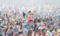 People dancing in colored war event, Larnaca, Cyprus