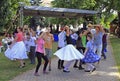 People are dancing on folk festival in Eger, Hungary