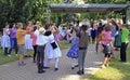 People are dancing on folk festival in Eger, Hungary