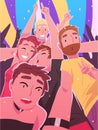 People Dancing and Making Selfie in Nightclub, Happy Men and Women Having Fun at Party or Music Festival Vector Royalty Free Stock Photo