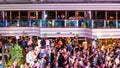 People on dancing party on deck of cruise liner