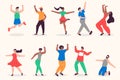 People dancing set in flat design. Vector illustration