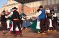 People dancing traditional polish folk dance in Krakow.