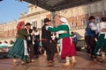 People dancing traditional polish folk dance in Krakow.