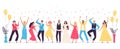 People dancing at wedding. Romance newlywed dance, traditional wedding celebration celebrating with friends and family vector