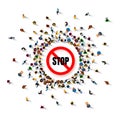 People danger stop sign, Stop spread epidemic. Royalty Free Stock Photo