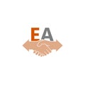 People deal handshake logo and icon, EA letters logo