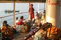 People on the deck of a passenger ship on the river Ayeyarwady o Royalty Free Stock Photo