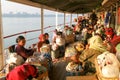 People on the deck of a passenger ship on the river Ayeyarwady o Royalty Free Stock Photo