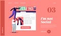 People Deleting Private Information in Internet, Account Deactivation Landing Page Template. Female Character at Network