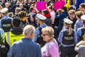 People demonstrate against the celebration of 25th day of German