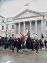 People demonstrating in front of the spanish Congress of Deputies in Madrid for free Sahara